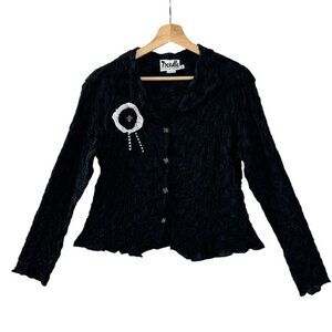 90s Vintage Tzeadle Design Room Button Front Long Sleeve Fitted Top Size Medium